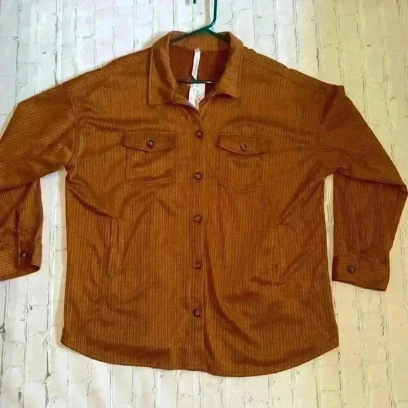 NY collection women’s button-down textured fabric shacket - Picture 4 of 5